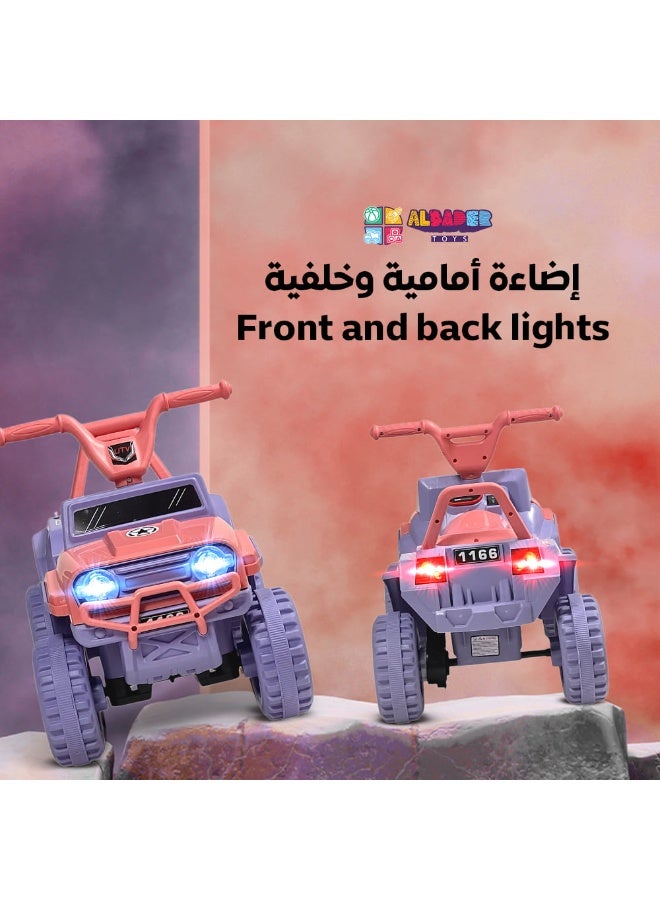 AL BADER Kids Ride On Toy, Ride On 4 Wheel Motorcycle, Electric Bike with 6V Battery Operated Big motor, Off-Road Drive Vehicle Gift for Toddlers, Kids Power Riding Quad Bike For 2-6 Yers - Image 2